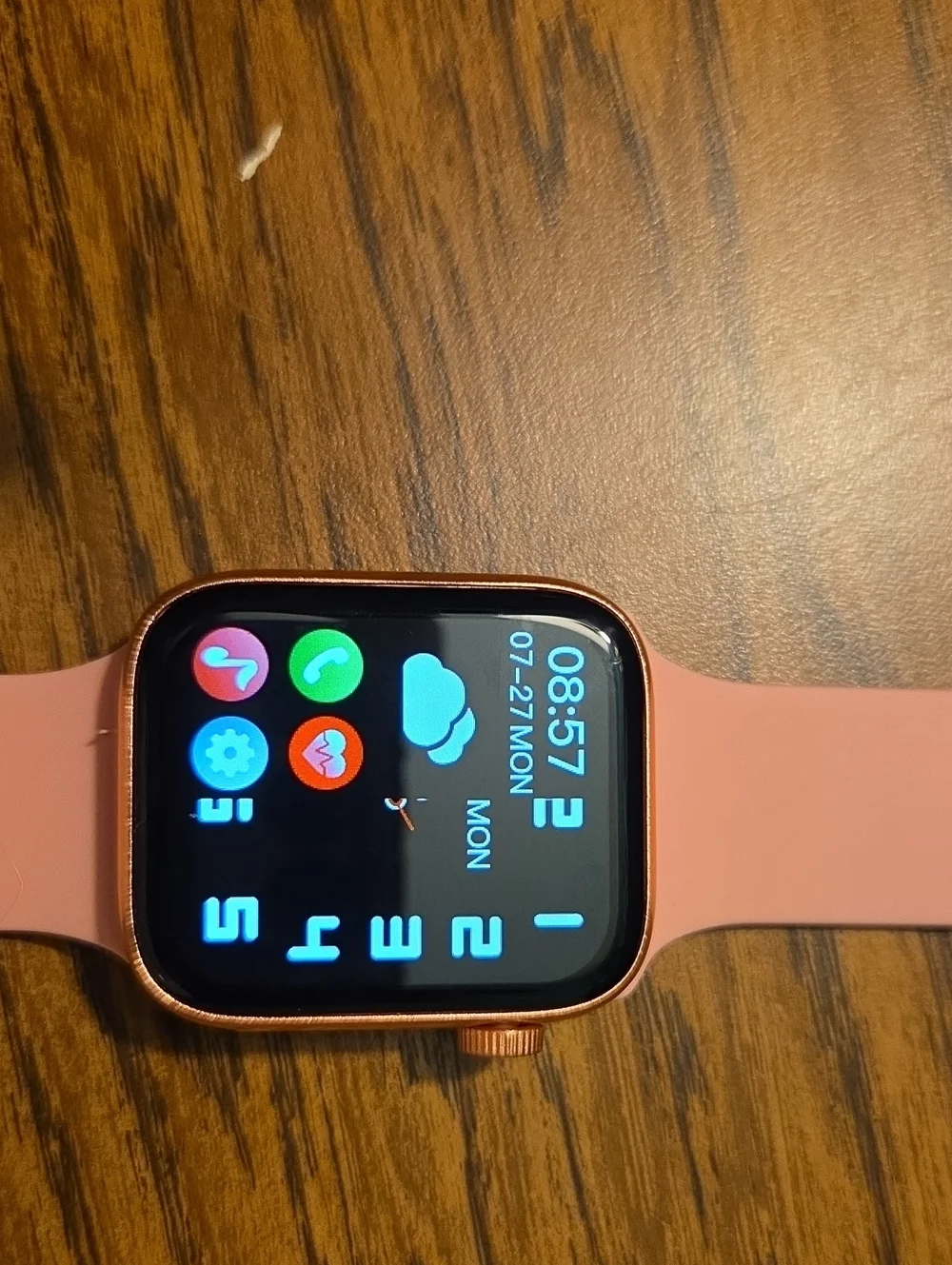 Pink Silicone Smartwatch with Rose Gold Case
